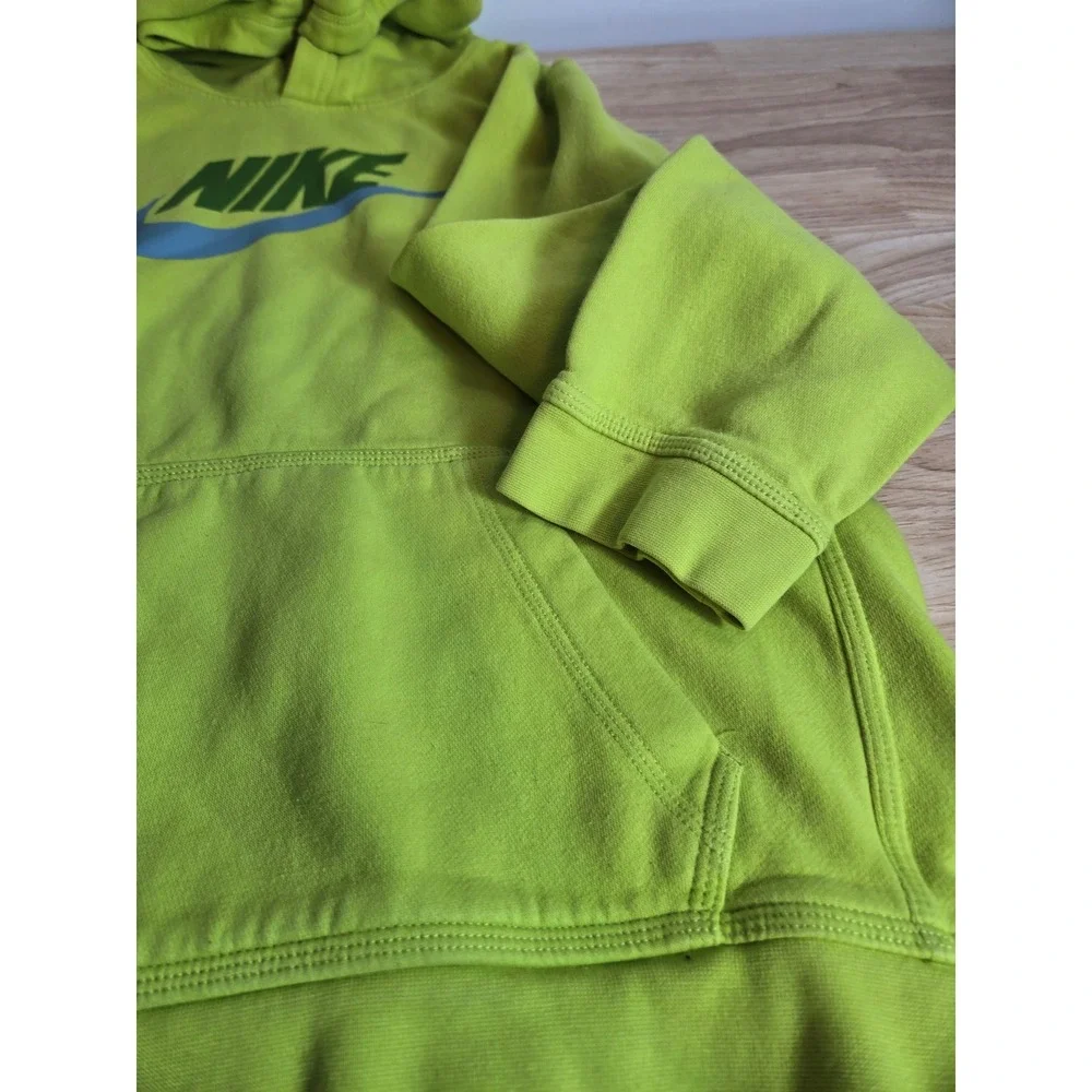 Nike Kids XL Pullover Hoodie Lime Green Neon Yellow Swoosh Logo Fleece Hoodie